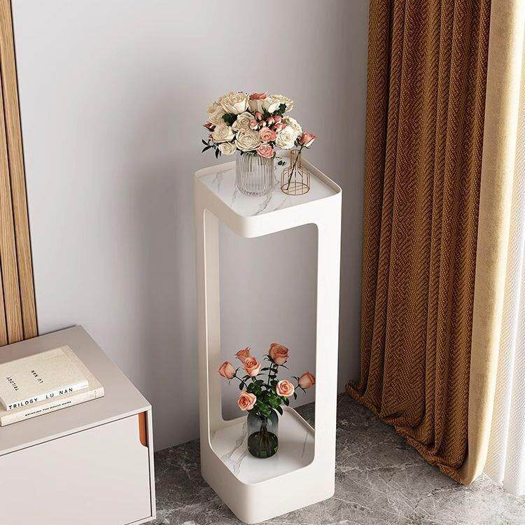 风岩板油子展示架多层客厅置物台架奶阳铁艺落LPV地式花盆架轻奢