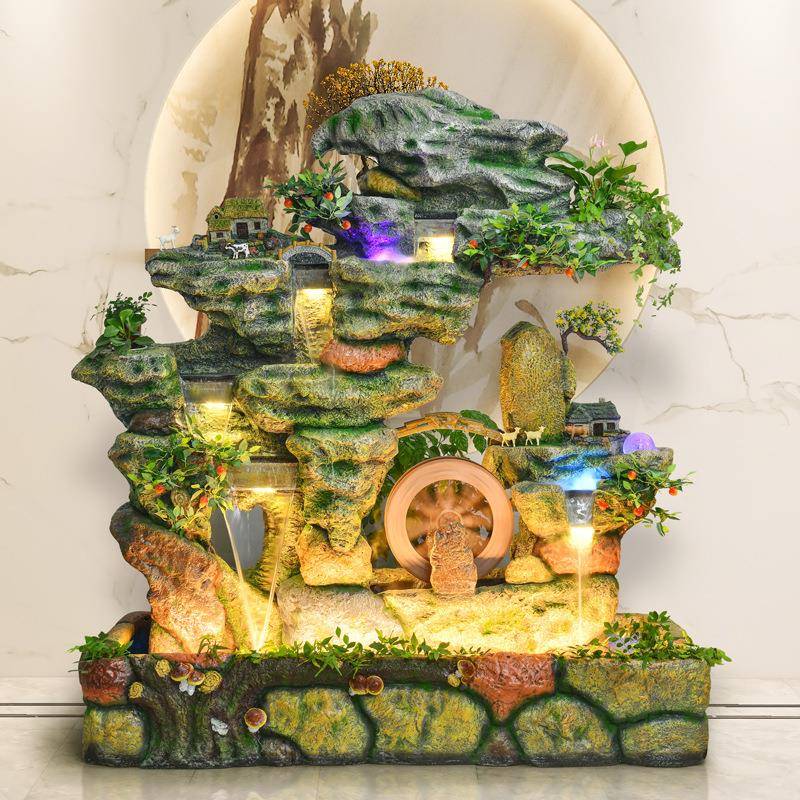 大型落地庭院阳花园户外JTT流水喷泉招财风装水轮鱼池摆件造景台