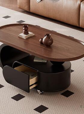 中古风可移动小几MVS家用客厅小户型沙发几椭形实木储物茶圆小推