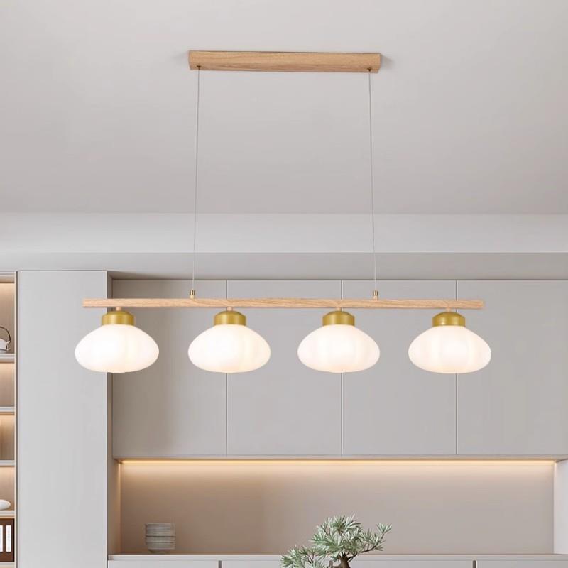 中式餐厅吊灯创意奶茶油饭桌吧台LED灯胡桃KTQ新木纹室中风山灯具