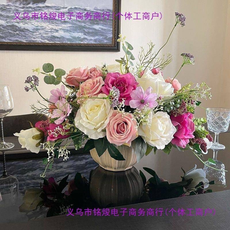 花艺装家套花居餐桌桌面轻奢摆件摆设客假花装饰绢QBX花厅花艺
