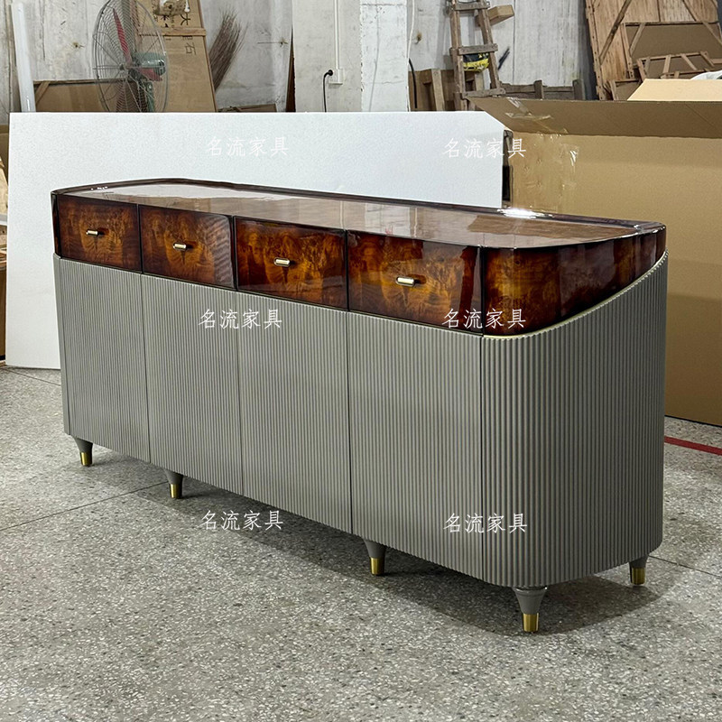 意式轻奢实木烤漆餐边柜入户装饰玄关柜高端设计师烤漆家具可