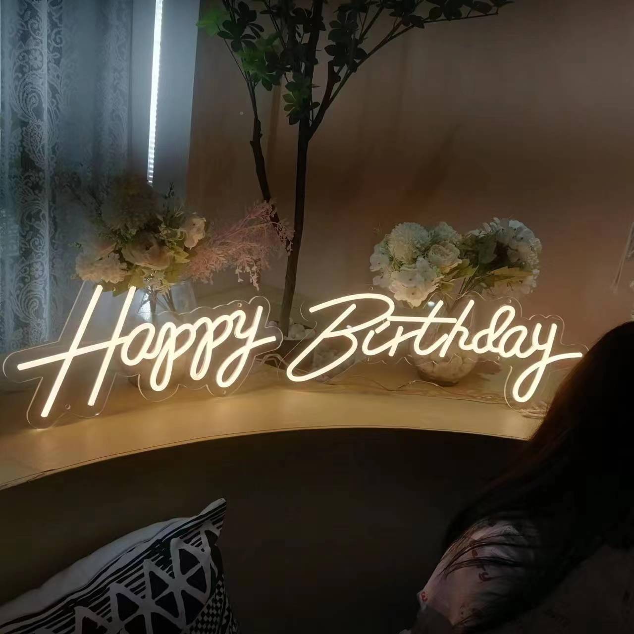 霓虹灯灯le饰d灯带发光英文字板母NEON亚克牌灯牌力面装灯