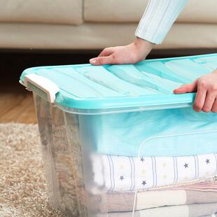 86L收纳箱被塑料号透明衣箱服子玩具储存整理带大2盖家用