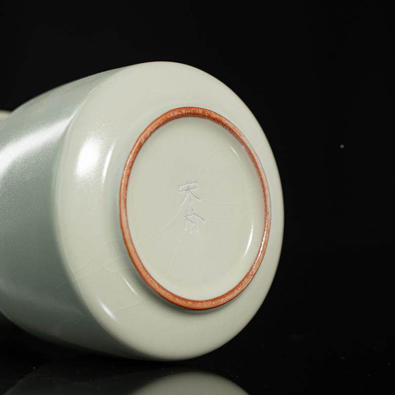 宋朴米茶黄汝窑道君套子装黑檀木茶六具茶道配件小宋朴米黄花瓶花