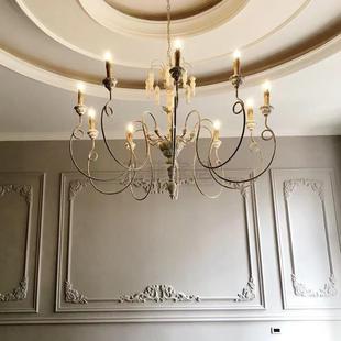 意法式简约木艺枝59型吊厅灯别墅客楼梯间复式楼餐厅卧美室式灯创