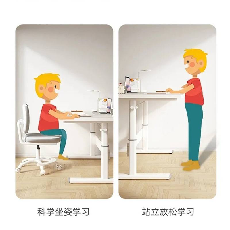 手动可升降电脑桌学生家用书桌儿童学习写字桌子简易工作台办公桌