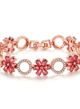 雪花水晶锆石手链女款韩版时尚甜美多层饰品生日礼物首饰复古风