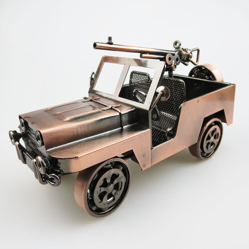 威利斯吉普车模型 复古铁艺汽车老爷车创意装饰品 金属工艺品