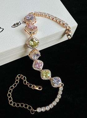 新款欧美风格时尚潮人跨境配饰女士创意款手环简约铜锆石手链