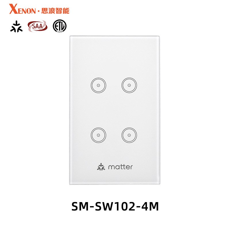 新品matter智能开关 美规澳规语音开关  118钢化玻璃触摸智能开关