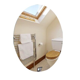 椭圆浴室镜卫生间贴墙洗脸粘贴洗手镜子壁挂圆形挂镜挂片脸盆