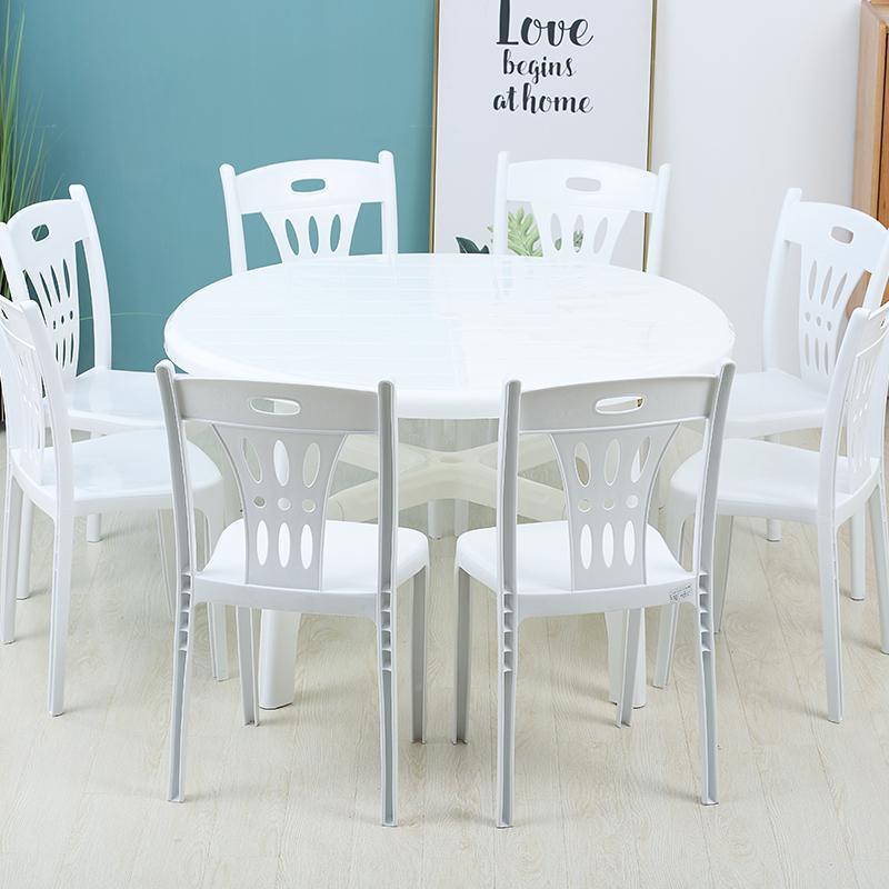 户外外桌椅塑料餐XVT椅组合圆桌大排档烧吃烤饭室啤酒1桌4桌椅子