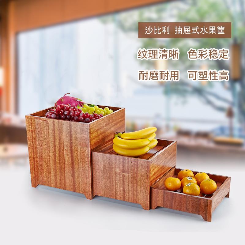 复古园风抽屉式水果盘套装木质三层AOV点心架自田助餐甜品台展摆