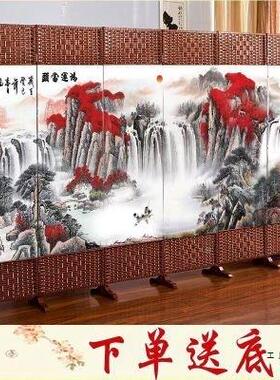 屏移风折屏挡现PZE简约代折叠动布艺玄关中式风遮挡平风帘办公室