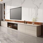 实木岩板茶几电视物柜组合简M约现代厅家用收纳F975SJ6H储客柜一