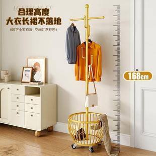 衣帽架子可落地卧室横杠框挂衣架轻al奢衣服架家用客厅移动圆置物