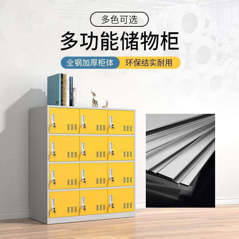 更衣柜带锁储物柜彩NUT铁皮员工存放纳柜班色级室学生收书包柜钢
