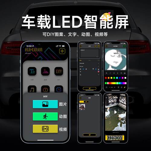 璃汽车后窗LE告D广汽车后窗表情屏车载led显示屏屏后挡风玻电子动