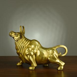 铜662牛牛摆件全铜扭转坤风水华尔旺事牛回头牛公司办公装 街饰乾