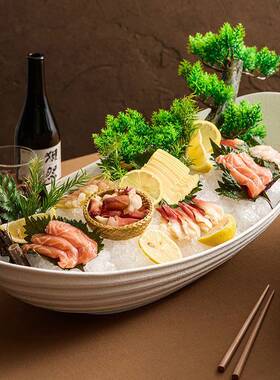 厂家陶瓷刺盘海UUH鲜店摆盘自助餐料盘子酒理餐厅餐具海鲜冰盘拼