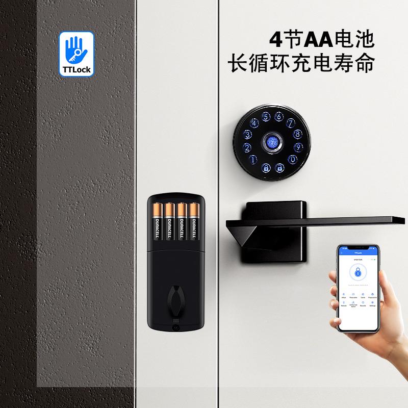 新款球A22100锁纹形把手指码通通APP智能锁美式热卖款易替换刷卡