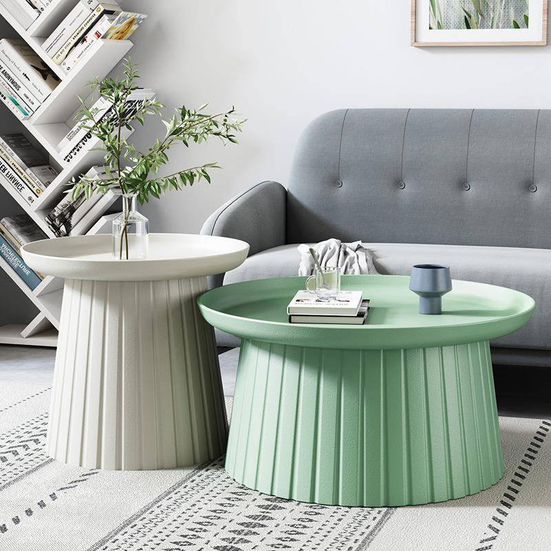 意简约家用塑合料茶几组小户型圆形圆桌创阳DMK纳台客厅收小桌子
