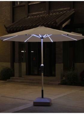 户外遮圆阳伞发光E灯D条米兰伞574太阳能中柱伞L伞室外酒吧广告伞