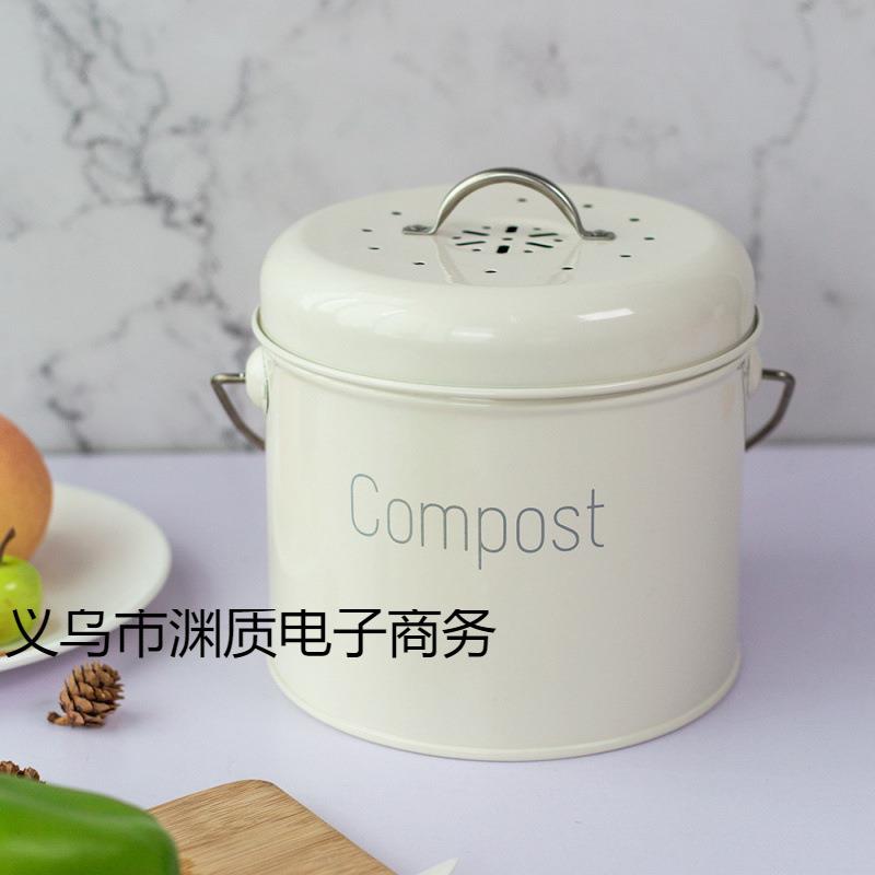活带提手防水厨余桶湿垃圾分类垃圾装桶A#894040台面桌用性炭收面