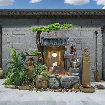 庭院假山喷泉流水水件循环水景观户外鱼池系装花RDI饰园造摆景布