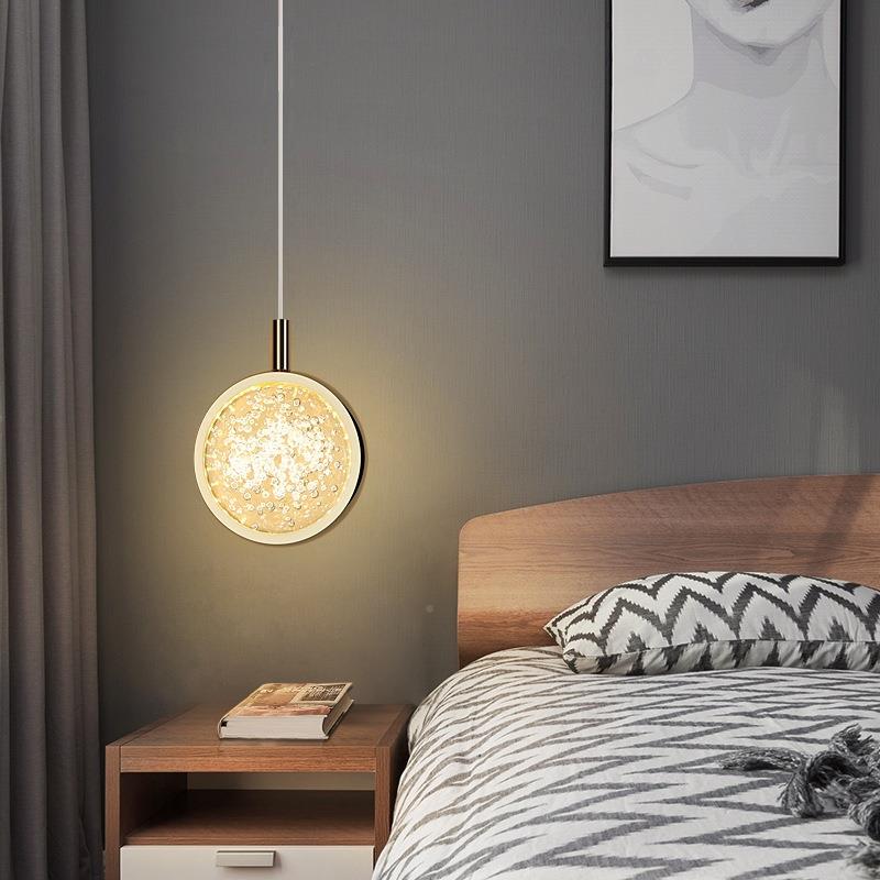 线卧室床头吊灯水2025AQJ新款主卧网红轻奢晶单长头房间创意个性