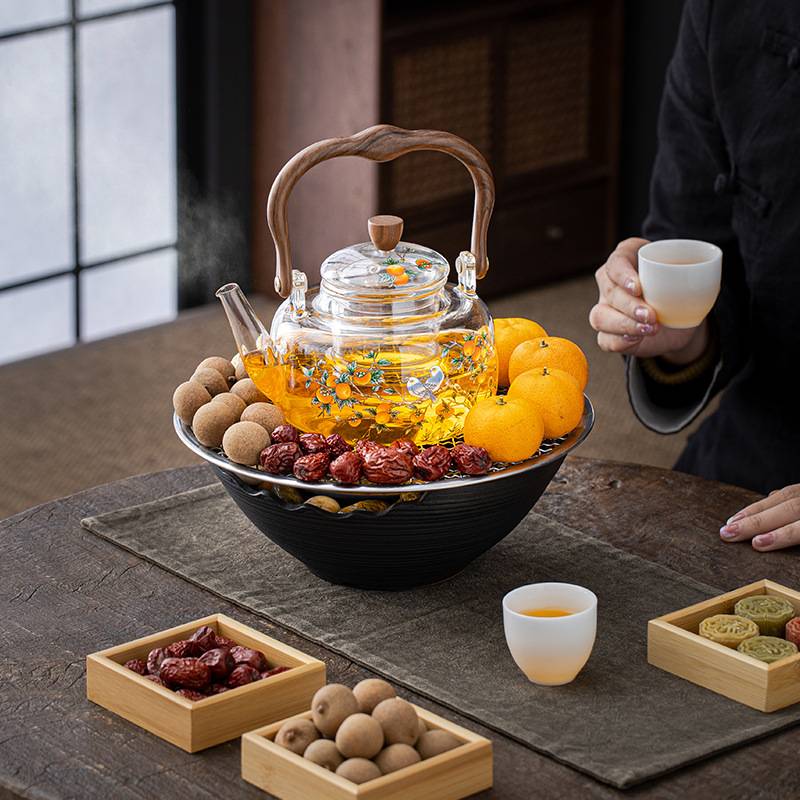 煮茶炉家用电陶炉围炉烤奶罐罐茶壶陶瓷功夫室内全套蒸煮泡茶器具
