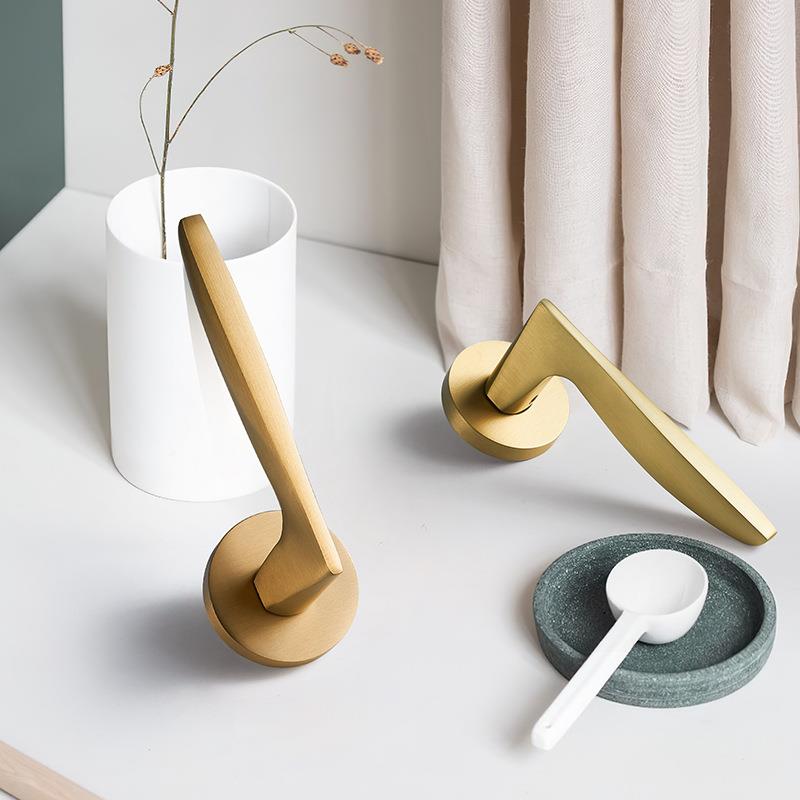 FT01-29黄古铜色铜门锁代室内卧室房门分体锁现简约通用家型用木