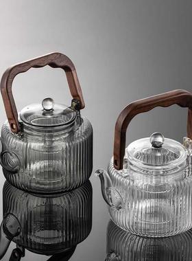 日玻璃蒸茶壶耐高温15477煮烧式水壶提梁煮茶器专电陶炉用茶炉