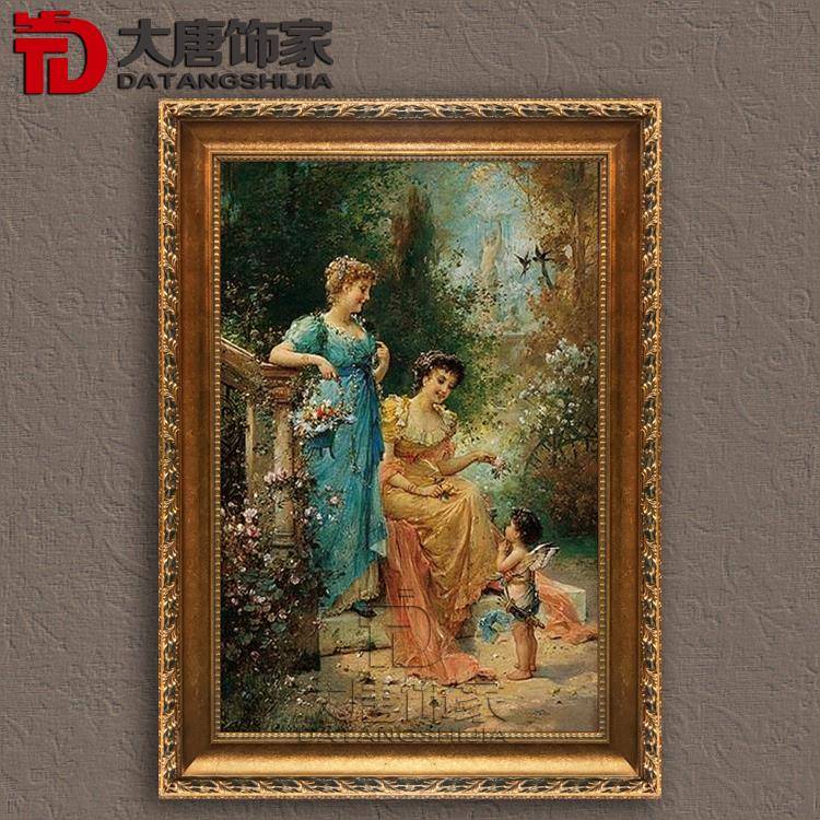 高档纯手绘人物油画欧式客厅M82玄画关装道饰画唯美天使油画壁M8