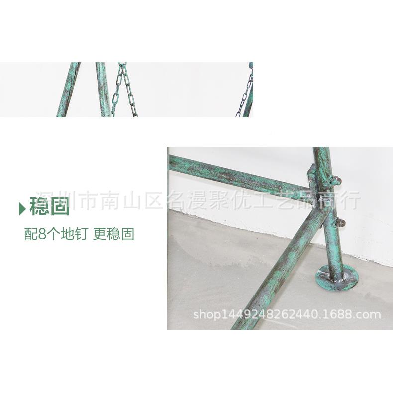 外单旧美式做GUM人铁艺户庭院双秋千花园装饰影楼拍外摄道具