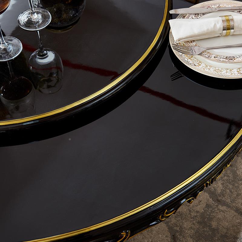 欧式RIX餐桌椅木组合大理石带转盘圆桌奢华户6人美式饭桌实家用小