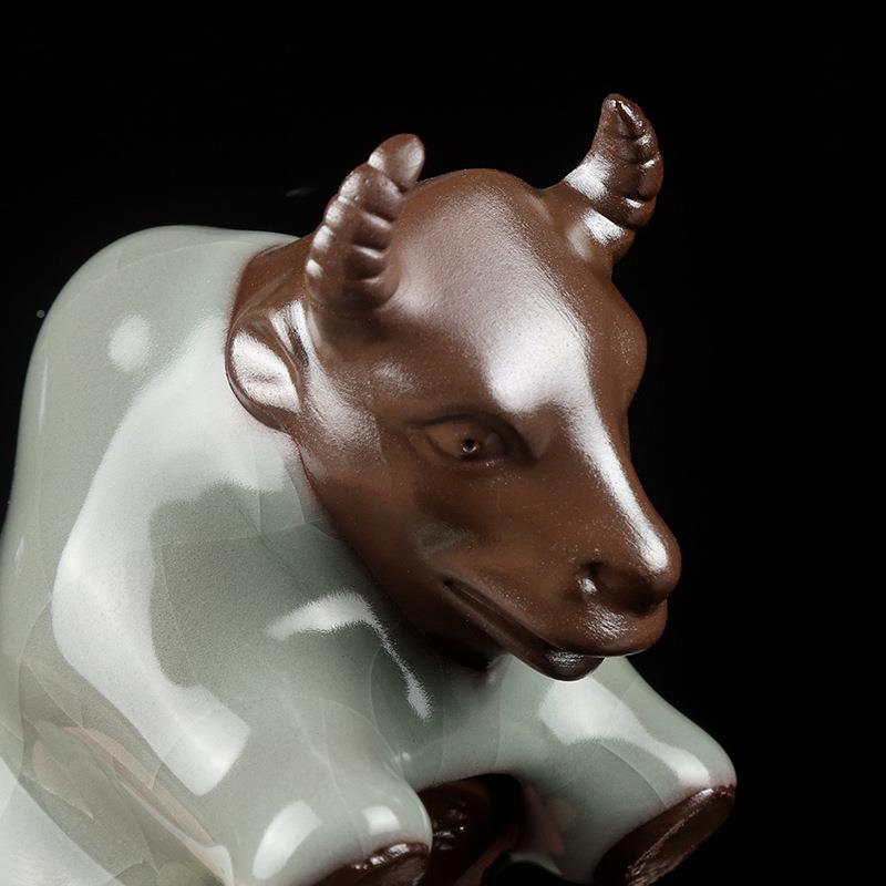 茶宠摆陶件牛精品茶玩养茶桌可茶台摆饰家茶用送20-514礼创意瓷道