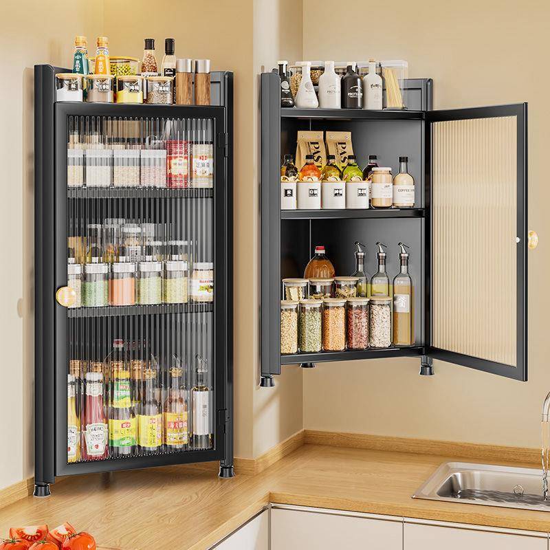 厨房带门三角调料置物架壁调味料味品油盐酱AIJ醋转挂角收调柜纳