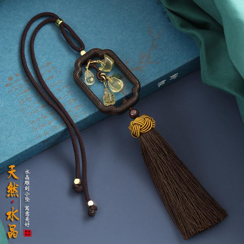天然黄晶貔貅汽车挂载件车安内吊饰男RQPDddcx水女款平车后