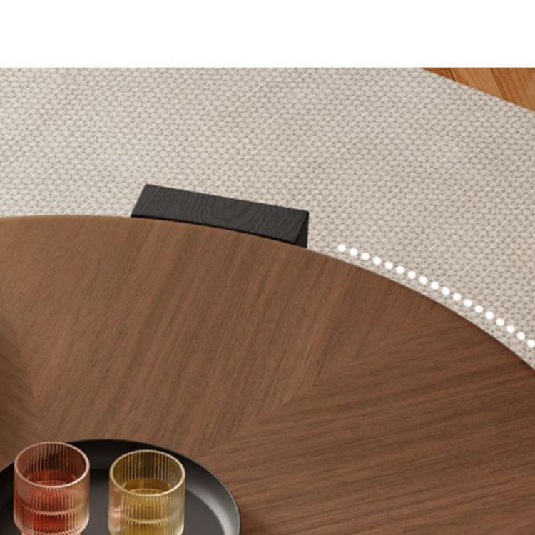 中古风实木形茶几简约现代客圆厅家极古简复UUO用感胡桃木小桌子