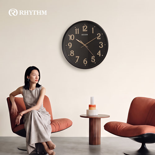 RHYTHM丽声客厅挂表家用时尚静音机芯挂墙挂钟现代创意简约ins风