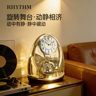 RHYTHM丽声客厅座钟欧式台钟静音艺术桌面摆件时钟家用摆放式钟表