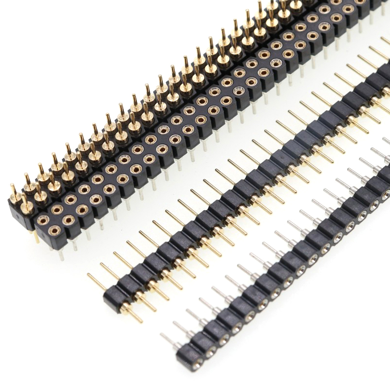 单排 双排 圆孔 母座 圆针 针座 双头圆针 2.54mm镀金 排针排母