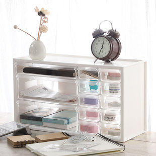 【调价】日本KM.6303.加大号桌面收纳盒带抽屉办公杂物文具整理盒