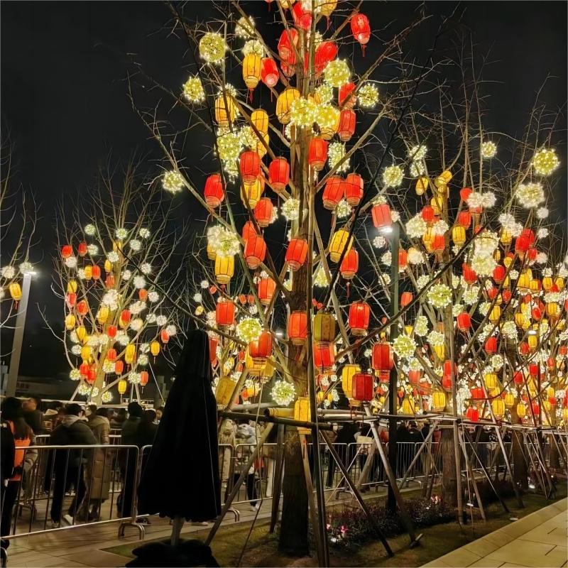 装饰LED灯串羊皮灯笼户外防水挂树上藤球灯春节景区街道亮化布置
