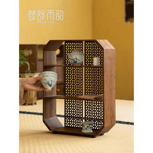 竹制镂空博古架重竹多宝阁茶桌置物架茶壶茶具收纳柜格子架收纳架
