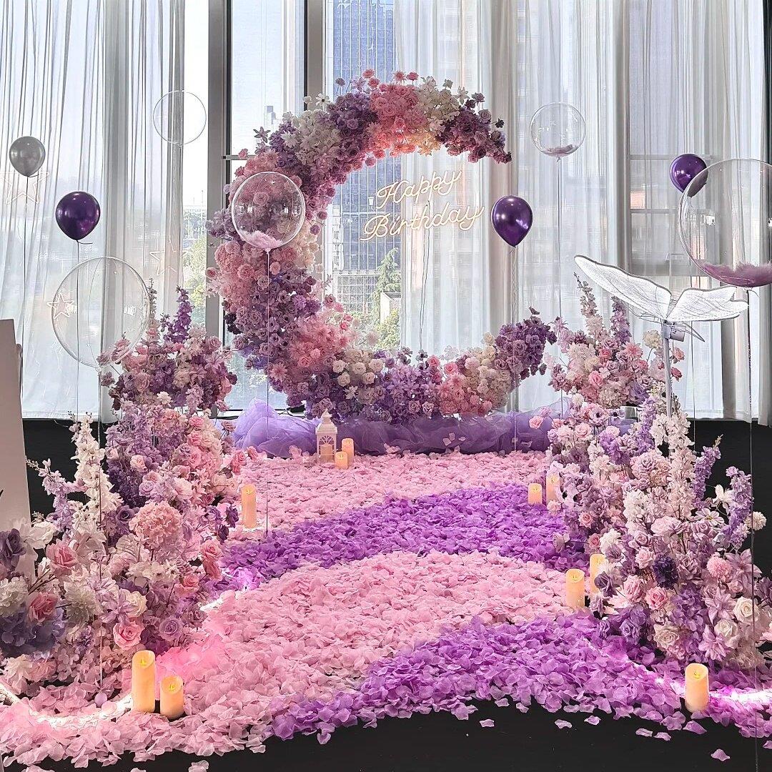 网红景区月亮打卡道具花艺摆件求婚拱门婚礼背景舞台装饰订婚直销