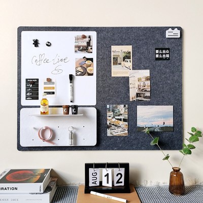 毛毡板墙贴照片墙磁吸白板洞洞板软木板免打孔拍立得相片框公告栏