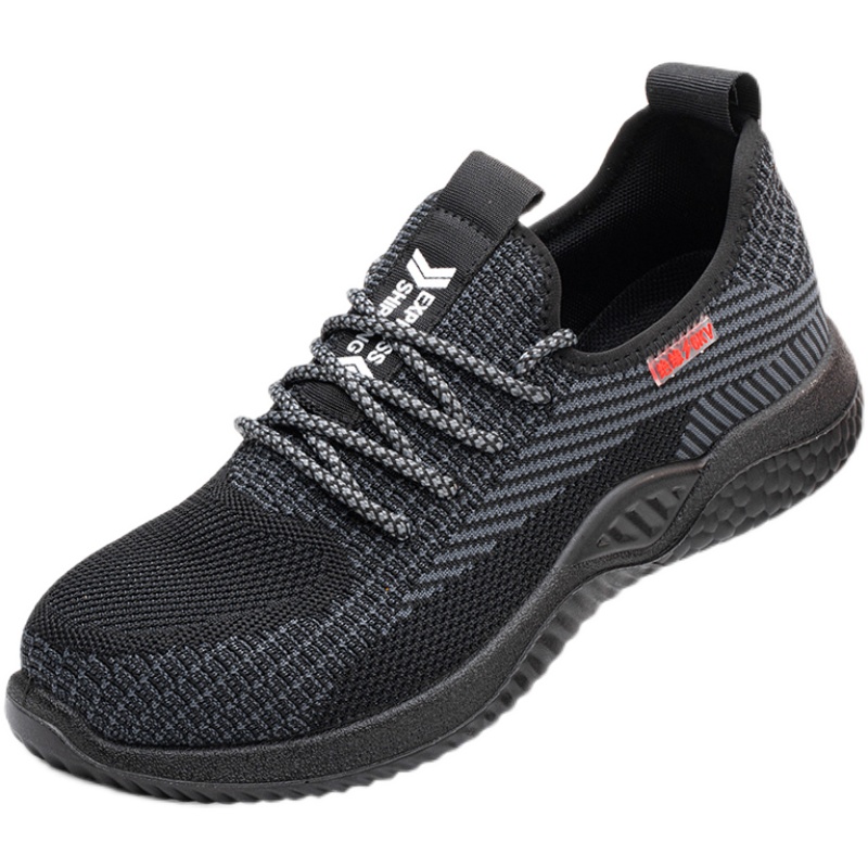 雷固飞织劳保鞋男士夏季防臭透气轻便绝缘实心耐磨钢包头防砸防刺